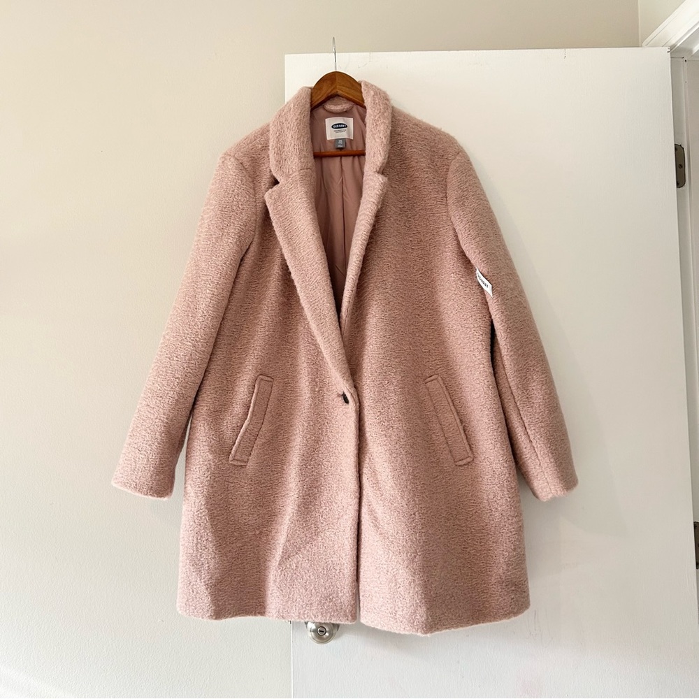 Old Navy Blush dusty rose Boucle pea Coat XXL